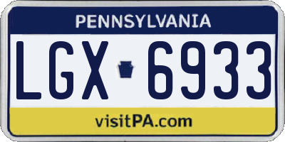 PA license plate LGX6933