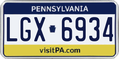 PA license plate LGX6934