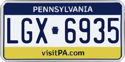 PA license plate LGX6935