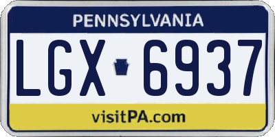 PA license plate LGX6937