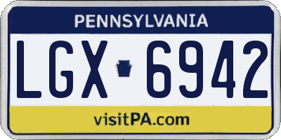 PA license plate LGX6942