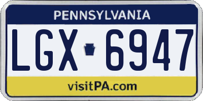 PA license plate LGX6947