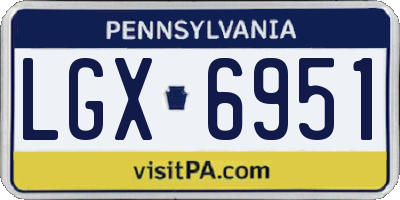 PA license plate LGX6951