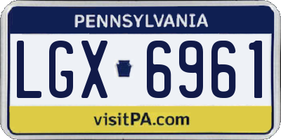 PA license plate LGX6961