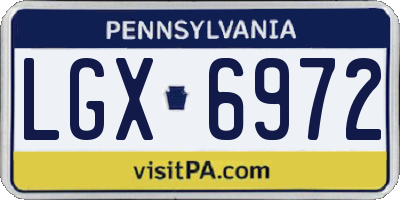 PA license plate LGX6972