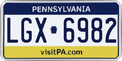 PA license plate LGX6982