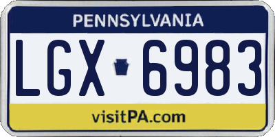 PA license plate LGX6983