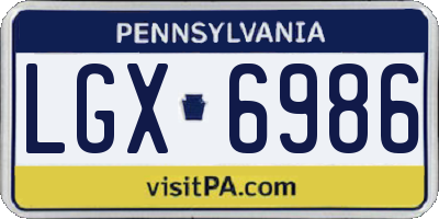 PA license plate LGX6986