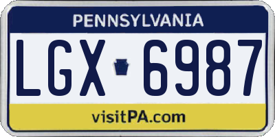 PA license plate LGX6987