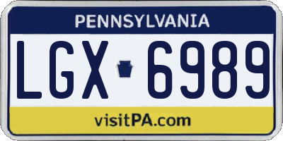 PA license plate LGX6989