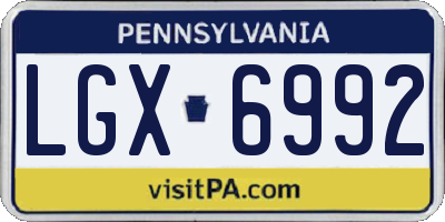 PA license plate LGX6992