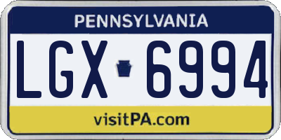 PA license plate LGX6994