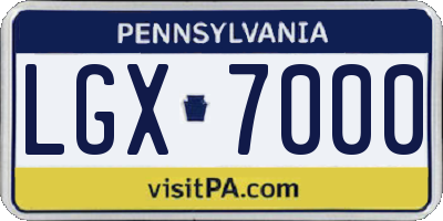 PA license plate LGX7000