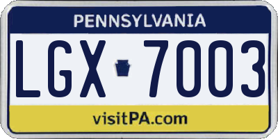 PA license plate LGX7003