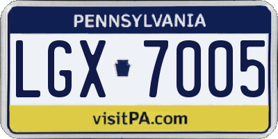 PA license plate LGX7005