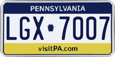 PA license plate LGX7007