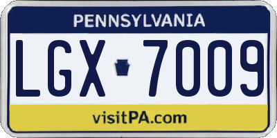 PA license plate LGX7009