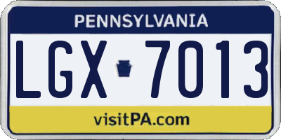PA license plate LGX7013