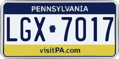 PA license plate LGX7017