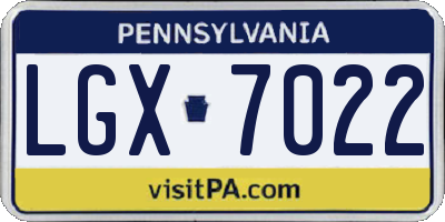 PA license plate LGX7022