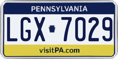 PA license plate LGX7029