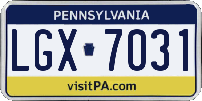 PA license plate LGX7031