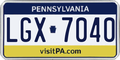 PA license plate LGX7040