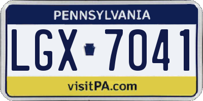 PA license plate LGX7041