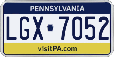 PA license plate LGX7052