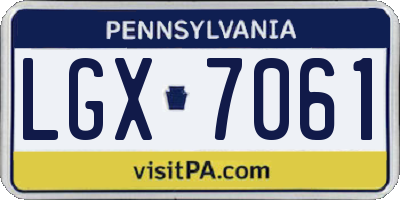 PA license plate LGX7061