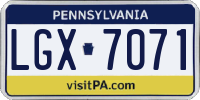 PA license plate LGX7071