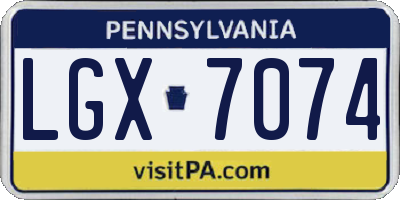 PA license plate LGX7074