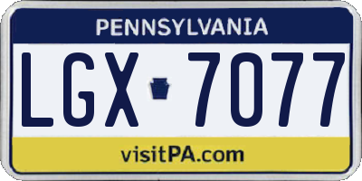 PA license plate LGX7077