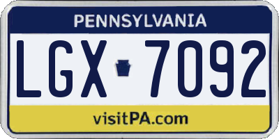 PA license plate LGX7092