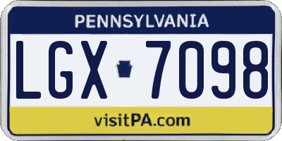 PA license plate LGX7098
