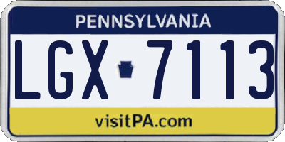 PA license plate LGX7113