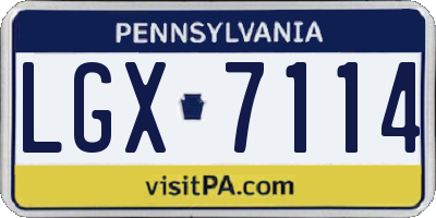 PA license plate LGX7114
