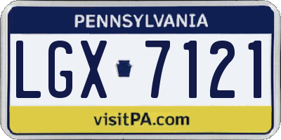 PA license plate LGX7121