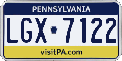PA license plate LGX7122