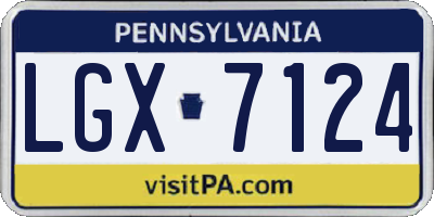 PA license plate LGX7124