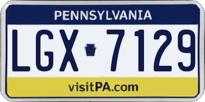 PA license plate LGX7129