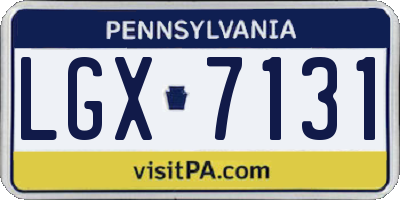 PA license plate LGX7131