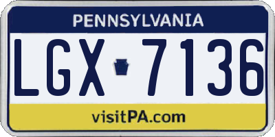 PA license plate LGX7136
