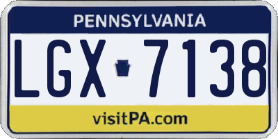 PA license plate LGX7138