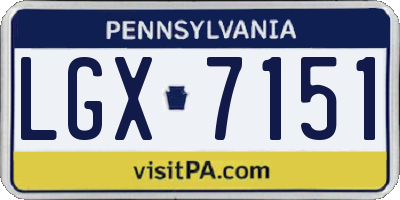 PA license plate LGX7151