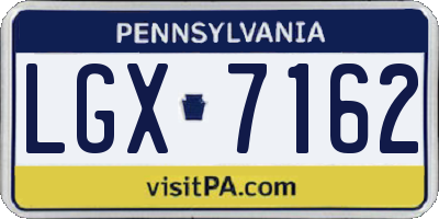 PA license plate LGX7162