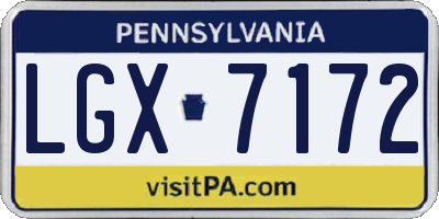 PA license plate LGX7172