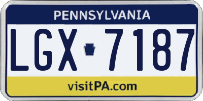 PA license plate LGX7187