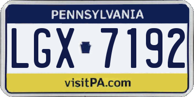 PA license plate LGX7192