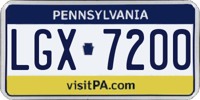 PA license plate LGX7200